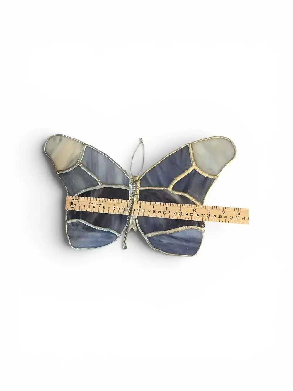 Vintage Handcrafted Stained Glass Butterfly decorative stand